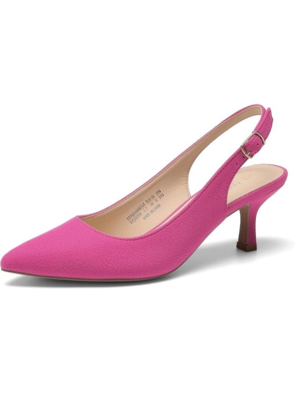 Women's Pink Suede Closed Pointed Toe Kitten Sexy Classic Slingback Heel Pump
